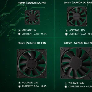 SUNON Fan Voltage and Current Specifications for Telecom and Networking Applications